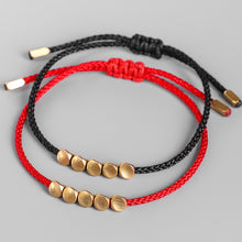 Load image into Gallery viewer, Tibetan Buddhist Creative Irregular Copper Beads Red Black Rope Pulling Bracelet For Women Men Handmade Knots Thread Bracelets